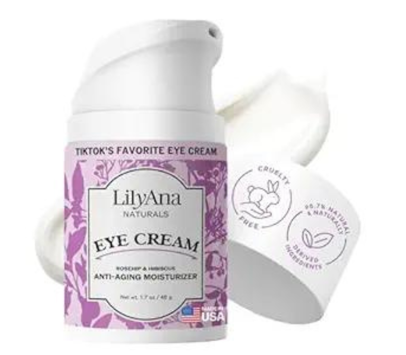 LilyAna Naturals Eye Cream - Dark Circles, Puffiness, Anti Aging - Rosehip and Hibiscus, 0.5 oz 